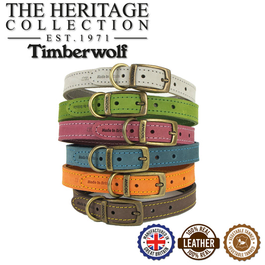 Ancol Dog Collar Timberwolf Leather, Sable (Brown), Mustard, Blue