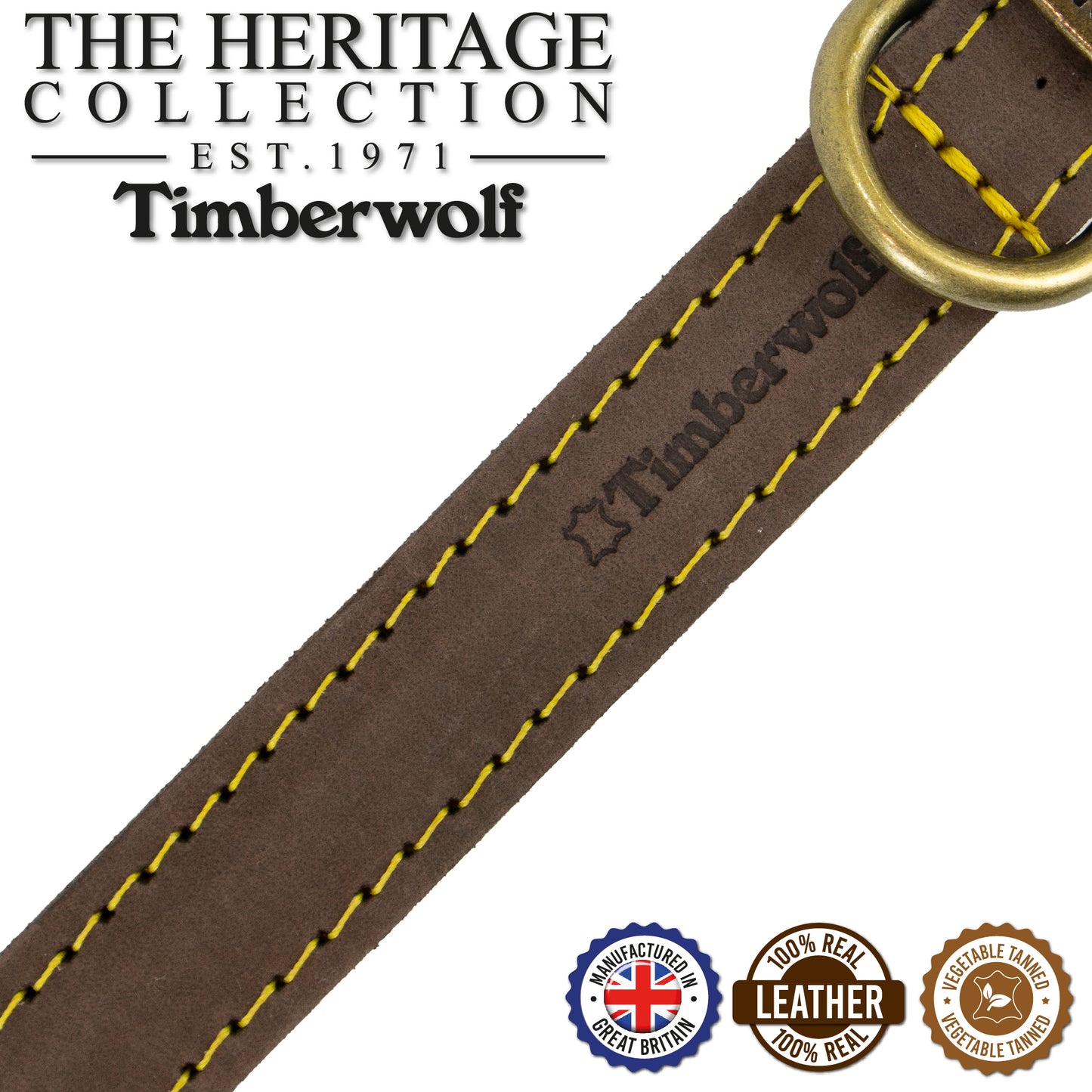 Ancol Dog Collar Timberwolf Leather, Sable (Brown), Mustard, Blue